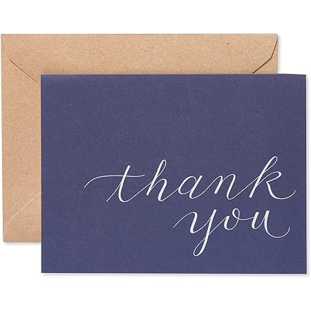 24 Pack Blue And White Thank You Cards With Envelopes For Wedding Bridal Shower