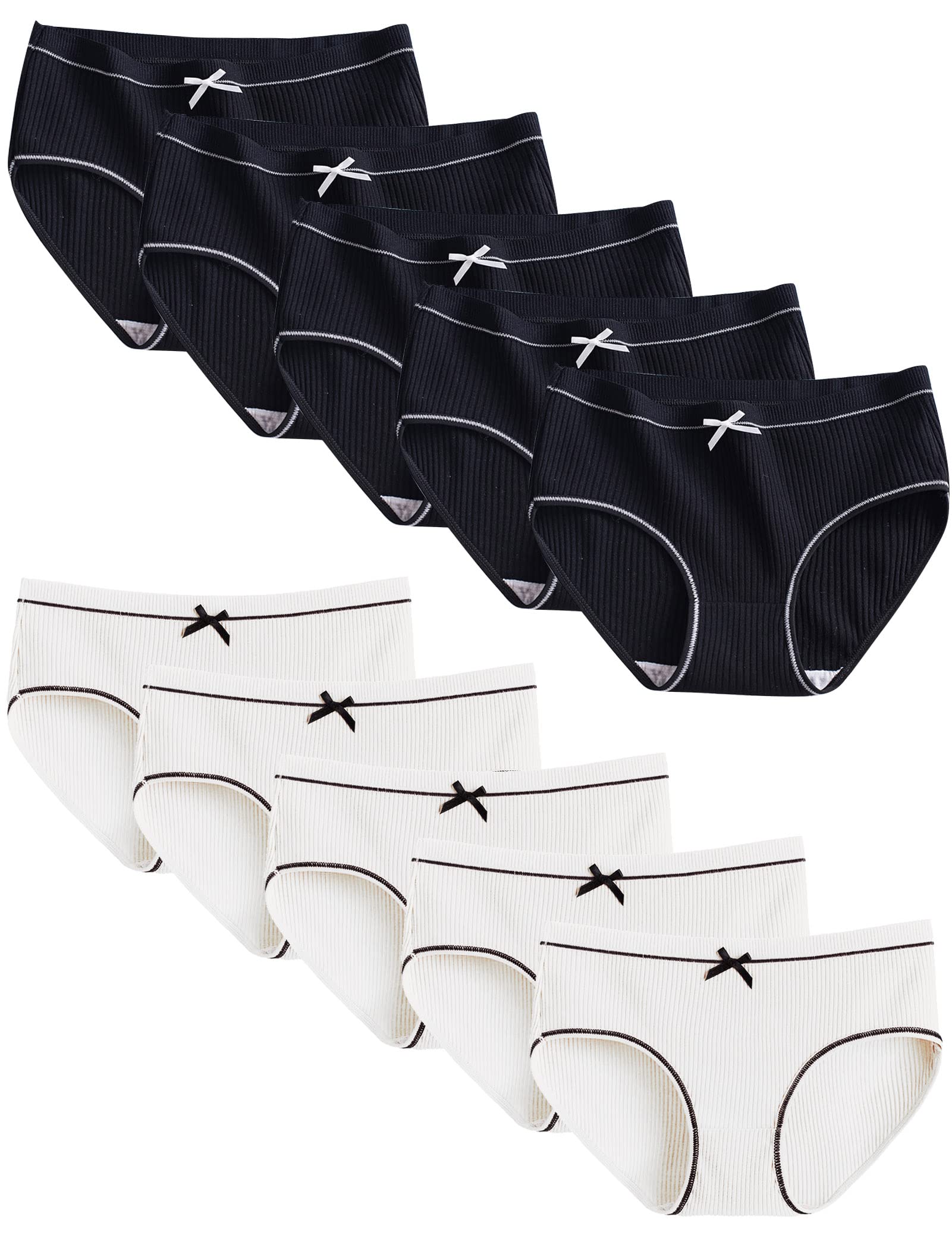Kiench Teen Girls Underwear Hipster Panties Cotton 10-Pack