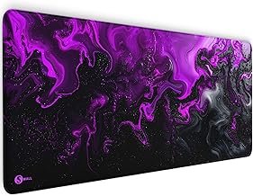 Gaming Mauspad XXL Liquid - 4 mm Premium-Dicke, Ultra-Glatte Oberfläche, vernähte Kanten, rutschfest & langlebiges Gaming Setup. Made in Germany inkl. Wallpaper (Schwarz-Purpur, 900 x 400 x 4 mm)