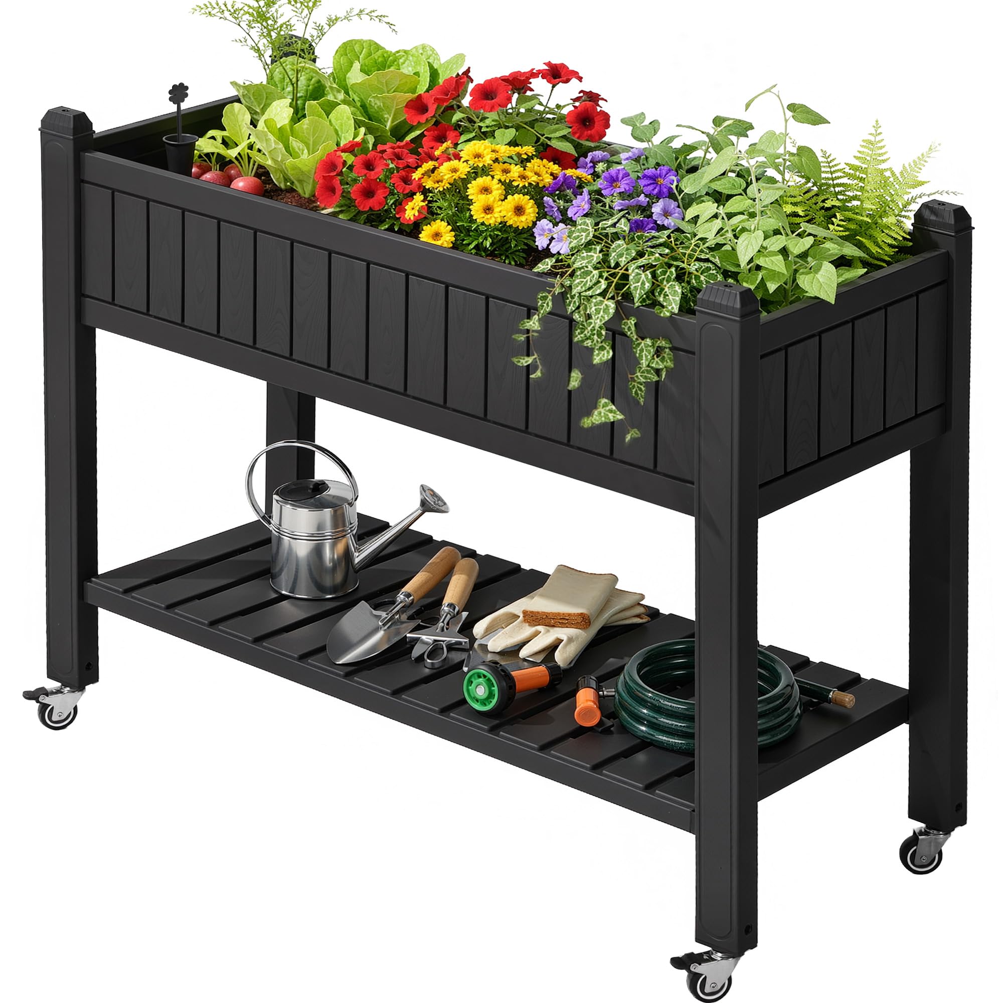 YITAHOME Raised Beds for Garden, 1550 L Raised Bed Made of Metal with 0.35 mm Galvanised Steel, Planter with Safety Edge and 4 Support Poles for Garden Fruits and Vegetables ⟮Silver, 240 x 120 x 54 cm