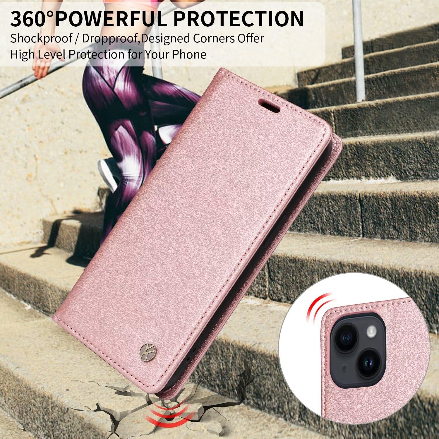 Funda Libro Para Google Pixel 6A - Carcasa Con Tapa De Cuero PU, Cierre Magnético Y Soporte - Oro Rosa - Incluye Ranuras Para Tarjetas