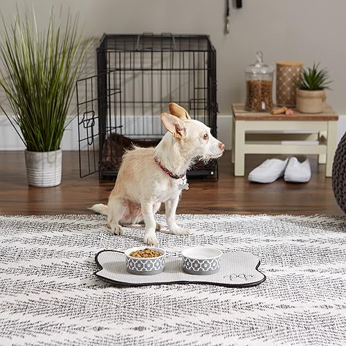 Miniatura 8 de Recipiente y tazón para mascotas Bone Dry Lattice Collection, juego pequeño, 4.25x2 pulgadas, gris, 2 unidades