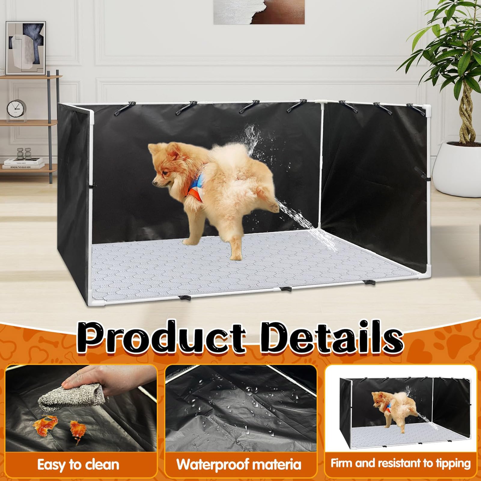 Genérico De für Hunde – wasserdichter Stoff 600D | Haustiertoilettenzaun mit Spritzschutz | Tragbares Töpfchen für Welpen, leicht zu reinigen, mit Barriere