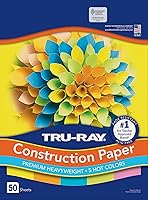Vista 2 de Tru-Ray Papel de construcción pesado, colores surtidos calientes, 9 x 12 pulgadas, 50 hojas y papel de construcción P103031, 10 colores clásicos, 9