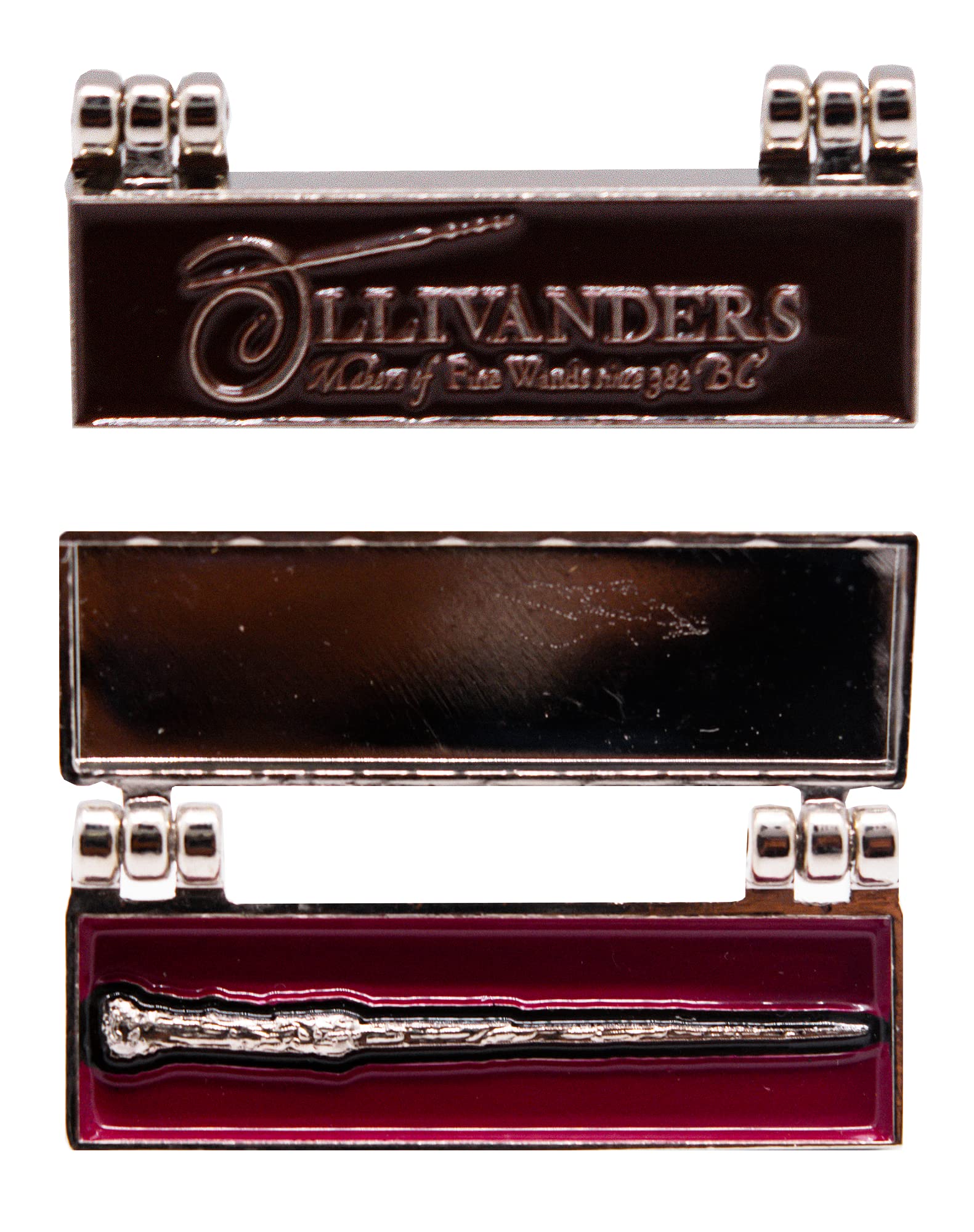 Le badge Harry Potter Ollivanders Wand Box est fabriqué en métal et rempli d'émail 3,5 cm x 1,5 cm, Métal