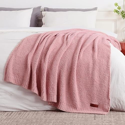 Manta de felpa para sofá, manta de felpilla ligera y suave con textura mullida y diseño de ribete acanalado, manta decorativa de lujo y esponjosa