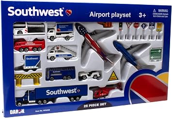 Daron Southwest Airlines Airport Playset Die-Cast Toy Ages 3+ | Official Southwest airport playset with die-cast airplane, vehicles, and accessories. Ages 3+.
