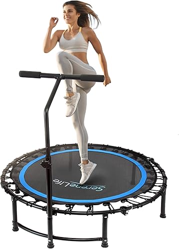 SereneLife Mini trampolín para ejercicios de fitness, 48 pulgadas, equipo de ejercicio de salto hexagonal para adultos, mini trampolines para