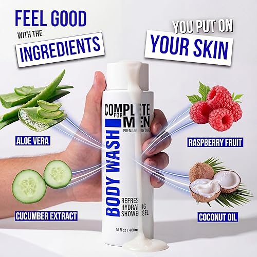 Miniatura 6 de Gel de ducha hidratante para hombres: Gel de baño para hombre sin sulfato, gel de ducha natural - Gel de ducha hidratante para todo tipo de piel,