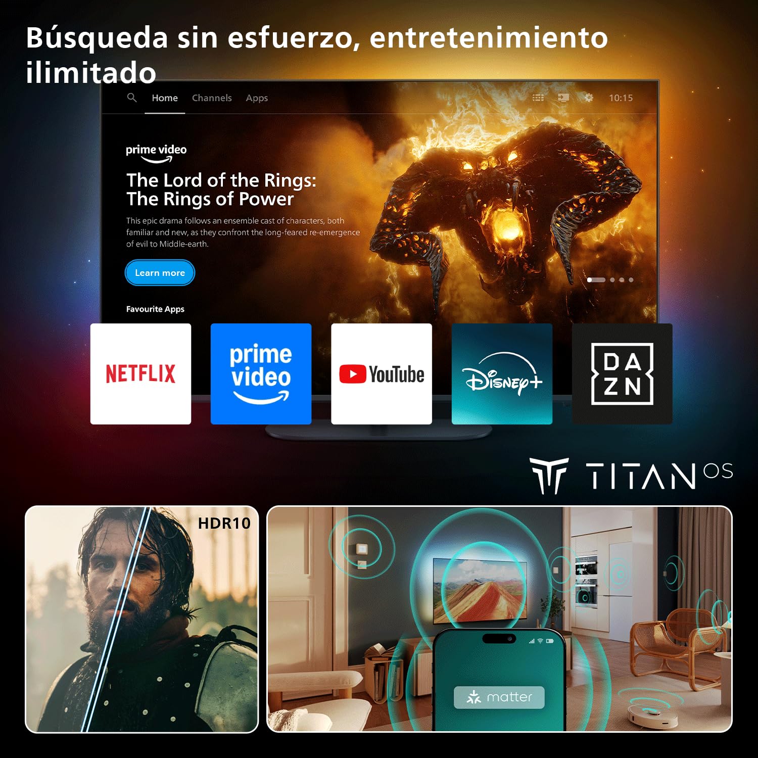 PHILIPS Ambilight TV 32PQS6901/12 32 Inch FHD QLED Smart TV | Pixel Precise Ultra HD, Titan OS, Dolby Audio