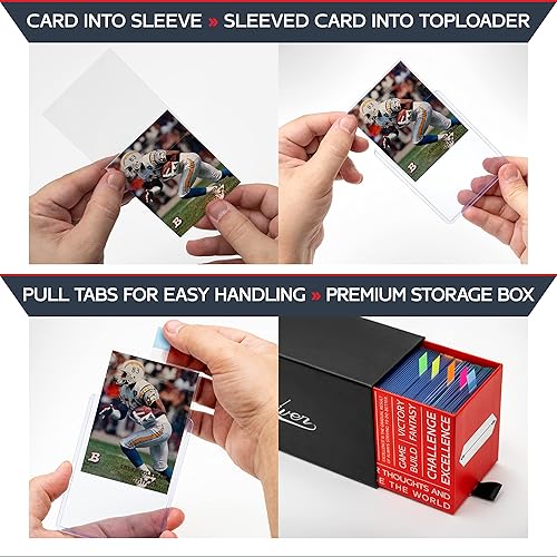 Miniatura 2 de Quiver Time 100 cargadores superiores transparentes de 3 x 4 para tarjetas, fundas de plástico duro duraderas de 35 puntos para tarjetas deportivas,