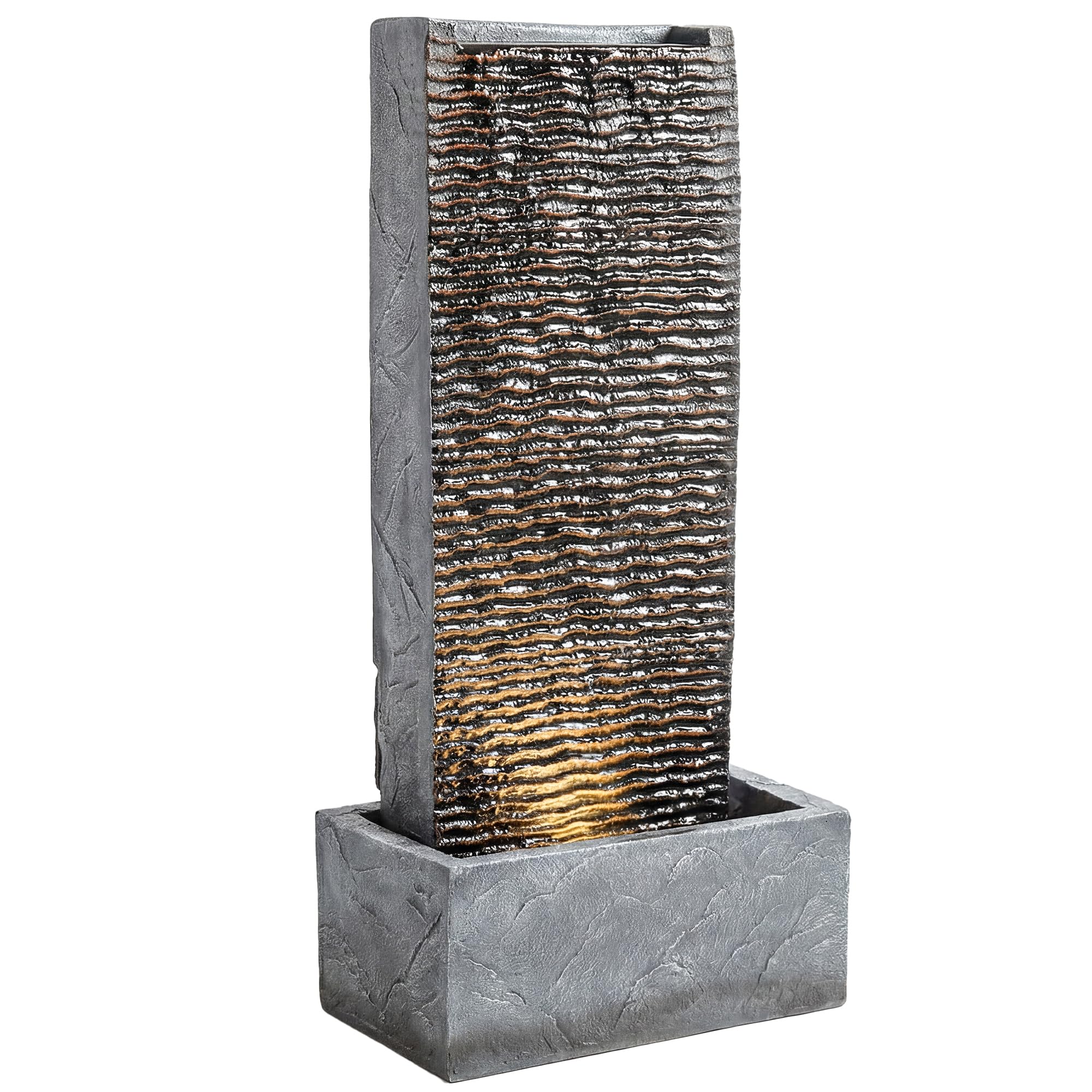 Outsunny Fontaine 2 Niveaux avec Pompe LED pour Jardin 37.5x22x80 cm