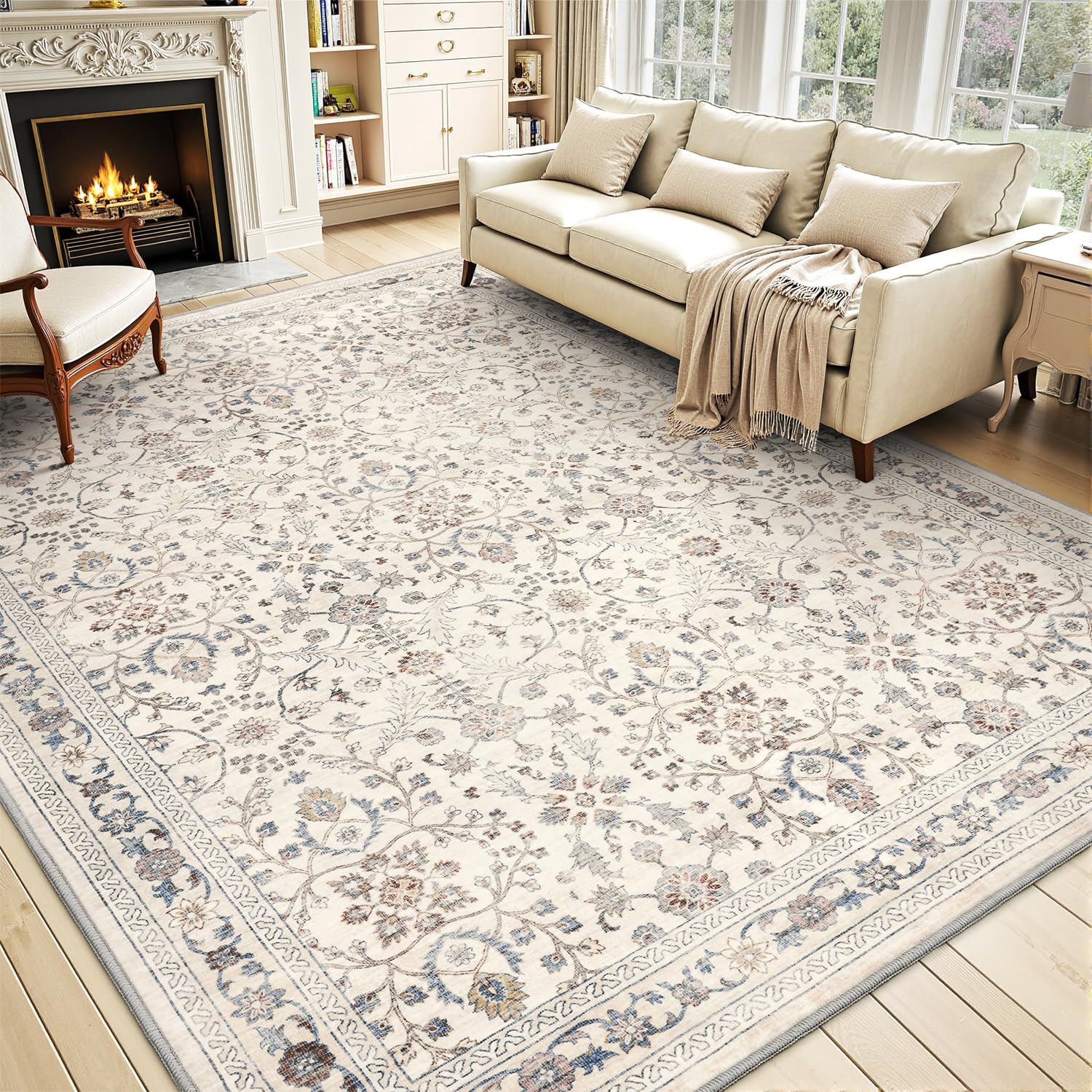 MontVoo-Soft Area Rug 6X9 Beige Rugs for Living Room-Vintage