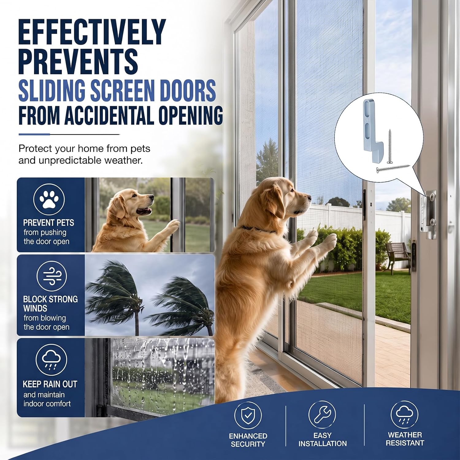 Blulu 4 Pcs 1/4 Inch Sliding Screen Door Latch Strike, Zinc Alloy Screen Door Latch Replacement Strike Plate Heavy Duty Keeper with Mounting Screws for Home Patio