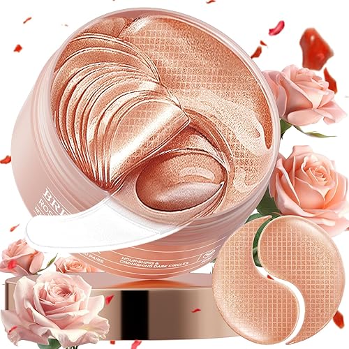 Under Eye Mask for Puffy Eyes & Dark Circles – BREYLEE Rose Eye Mask – 60 Pcs Eye Patches with Caffeine & Collagen – Reduce Wrinkles & Fine Lines – Best Undereye Patch Treatment - Rose Pink