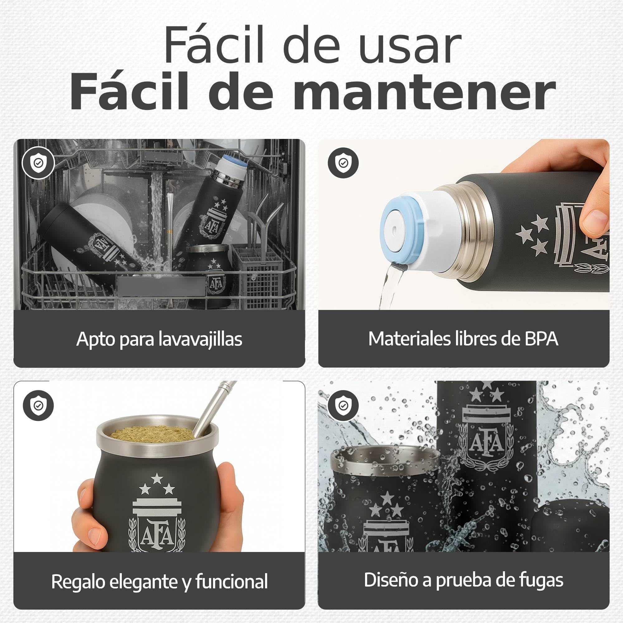 Aurum® Mate Argentino, Yerba Mate, Vajillas Completas Modernas, Te Matcha Kit, Bombilla, Yerba Argentina, Taza Calabaza, Termo Mate (D10S)
