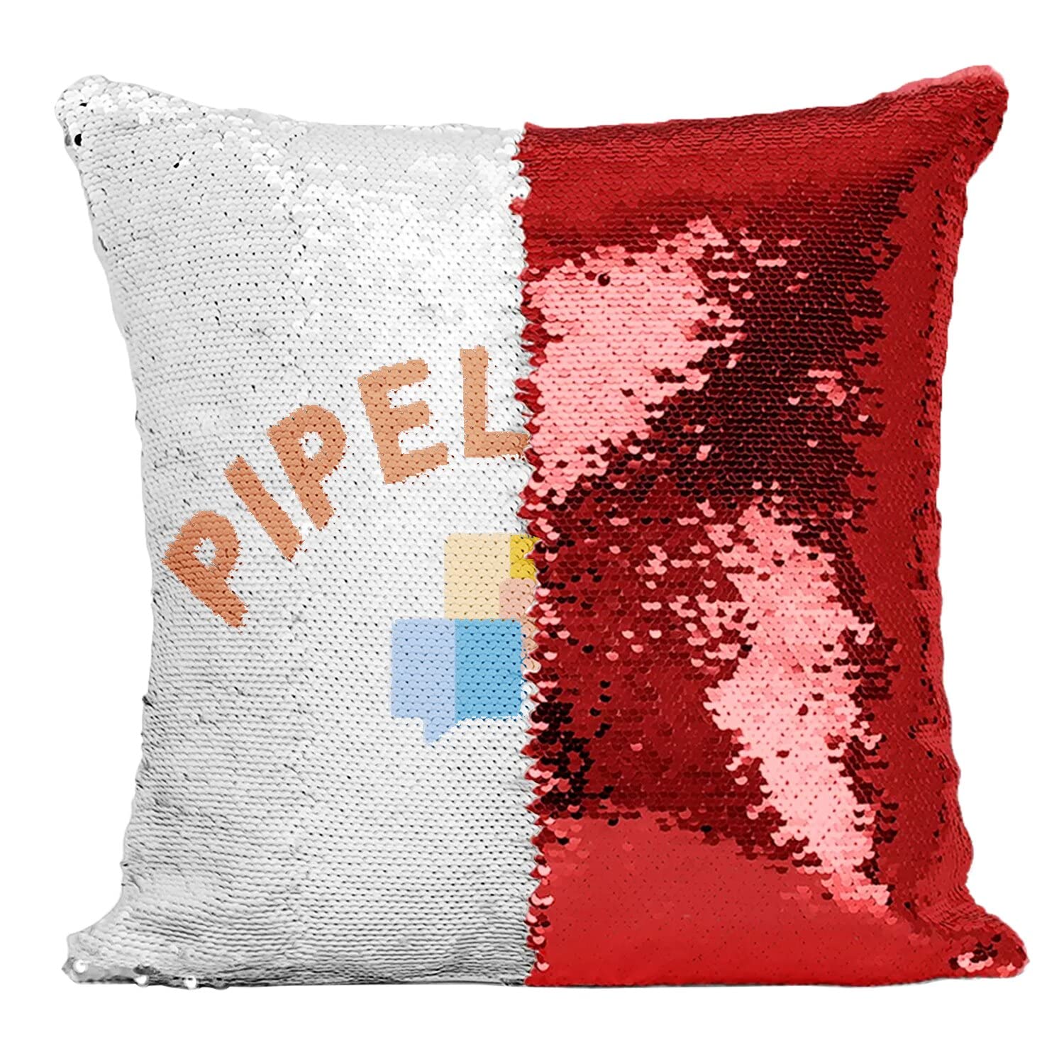 Coussin paillettes rouge Pipelette : cadeau blague idéal copine