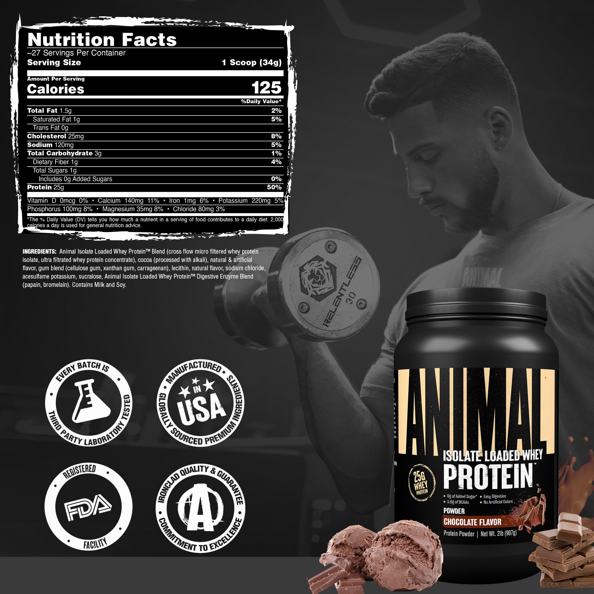 Animal Whey Isolate Protein Powder, 25G High Protein | Chocolate 2LB — Amazon image 7
