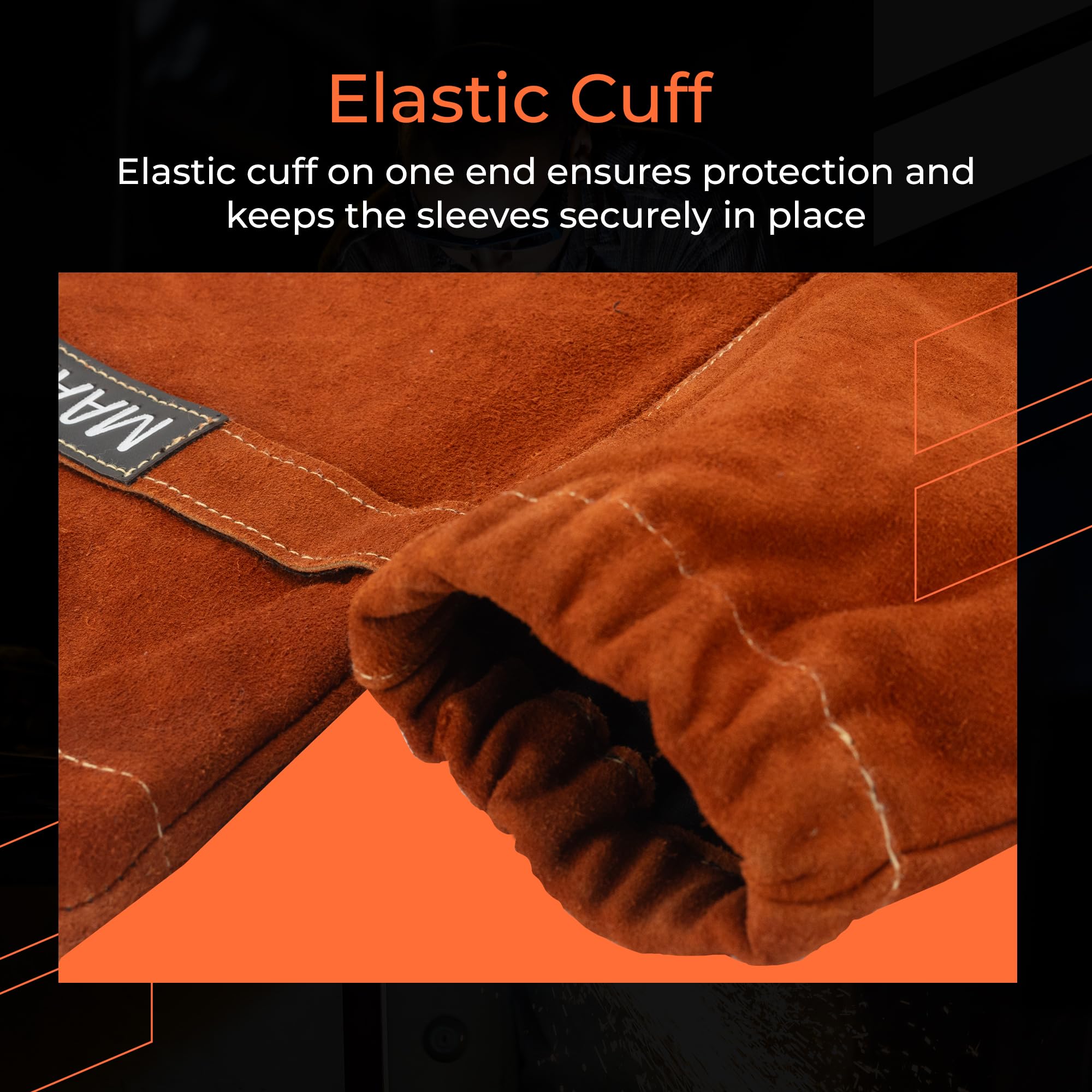Mangas de trabajo de soldadura de cuero, resistentes al calor y al fuego, para hombres y mujeres, ideales para soldadura y trabajo industrial