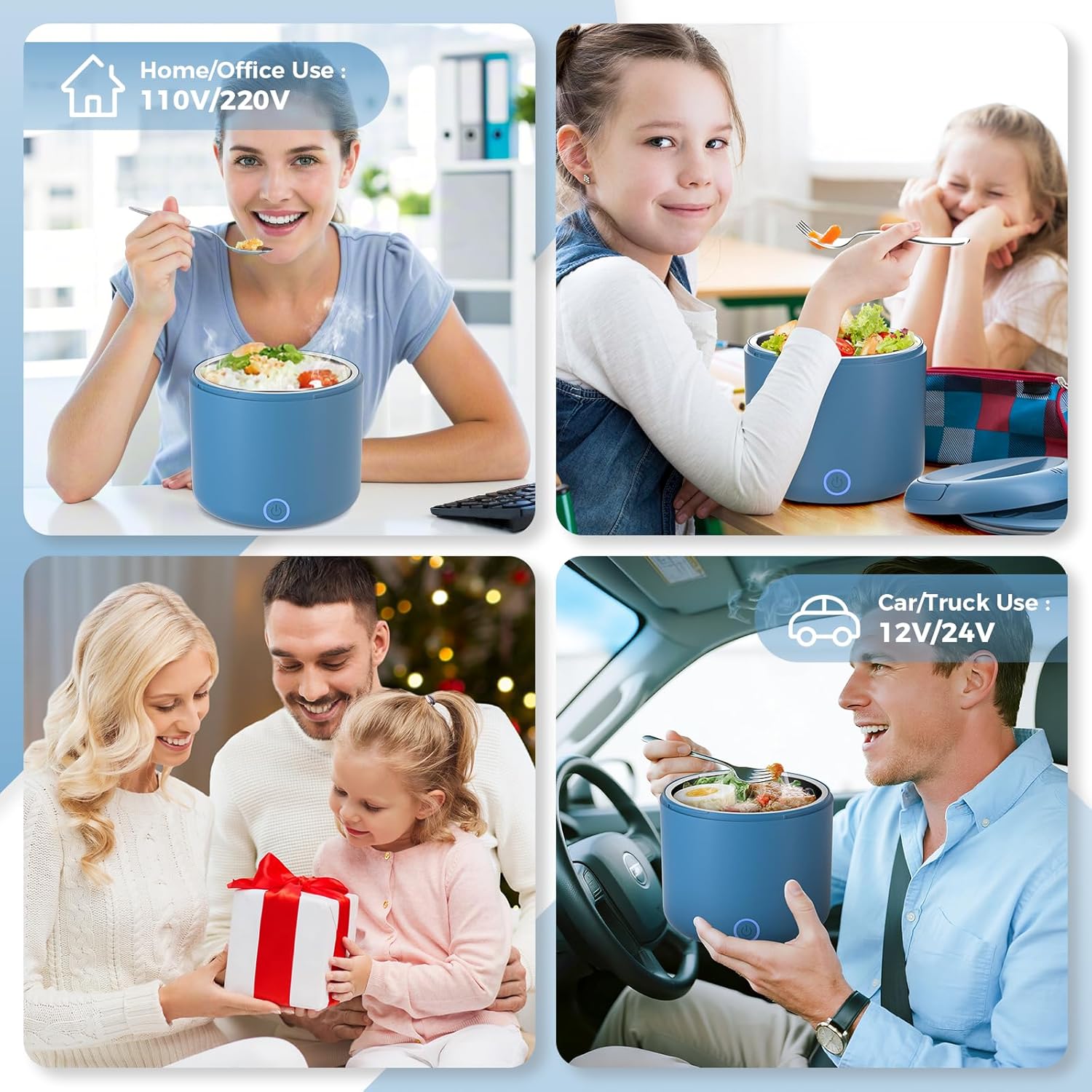 Monteka 41-oz Portable Electric Heated Lunch Box for Adults, 100W Spill-Proof & Dishwasher-Safe Food Warmer for Office/Car/Travel, 12V/24V/110V/220V Universal Voltage, Ideal Gift for Men & Women - Image 2