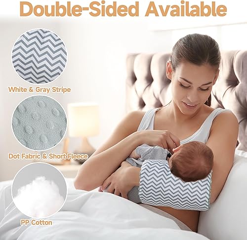 Miniatura 7 de MABOZOO Almohada de brazo para alimentar al bebé, almohada acogedora con estampado de flores, almohada de algodón suave para recién nacido, doble