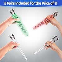 Vista 5 de Palillos Chop Sabers Light Up Lightsaber, 2 pares, Rojo y verde