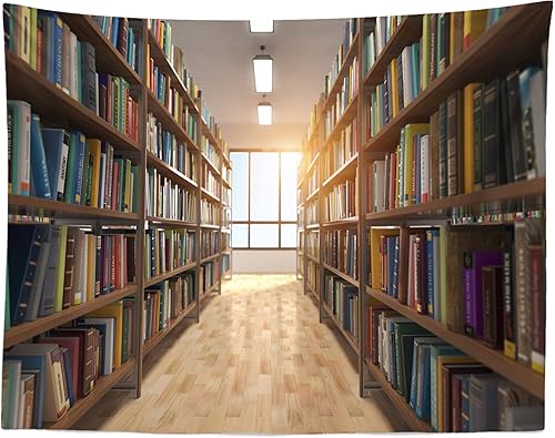 BELECO Librería Librería Tapiz Librería Libros Arte Decoración de Pared Librería Tapiz colgante en Pared Sala de Estudio Libros Tapiz para