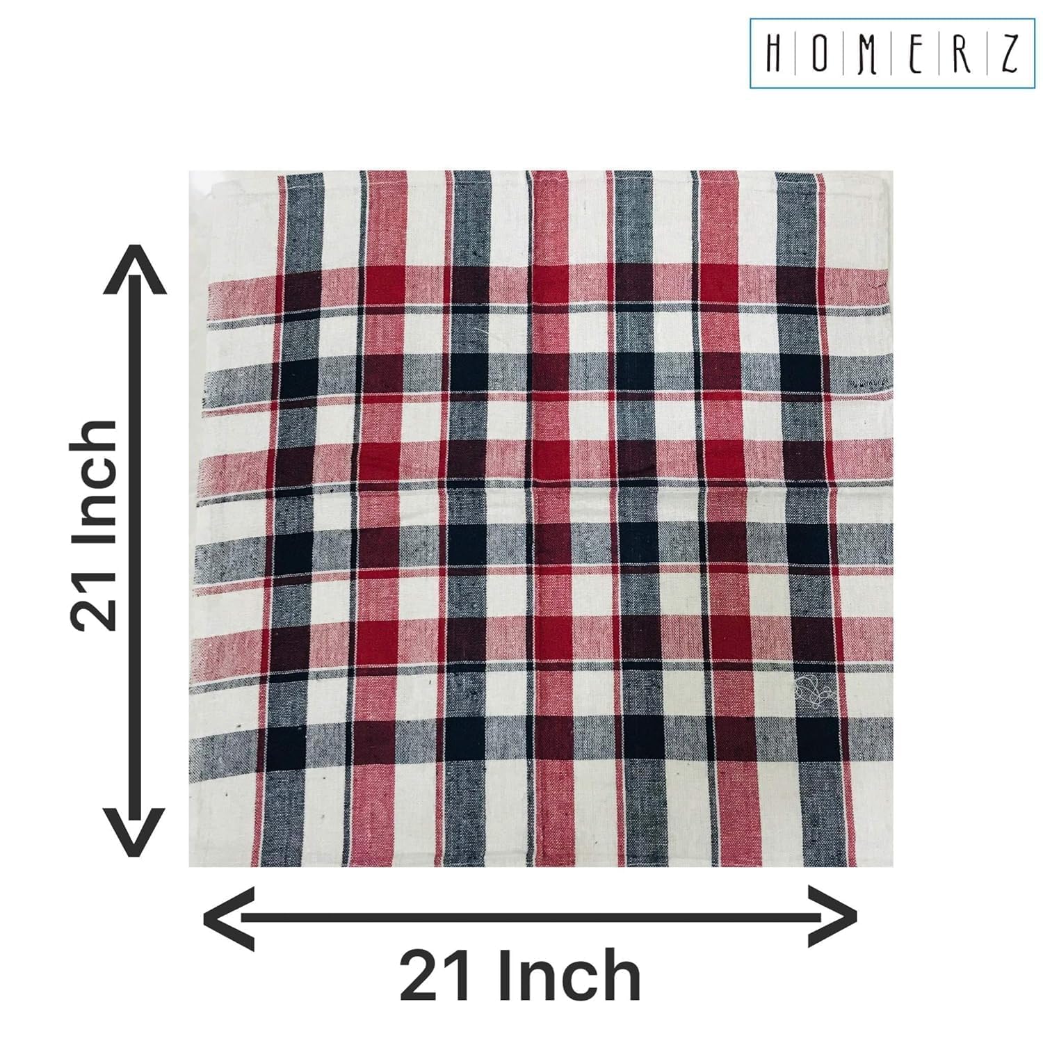 Homerz Check Style Set of 10 Kitchen and Cleaning Multipurpose Cloth | 100% Cotton | 21 x 21 Inch Guaranteed Exact Size (Pack of 10)