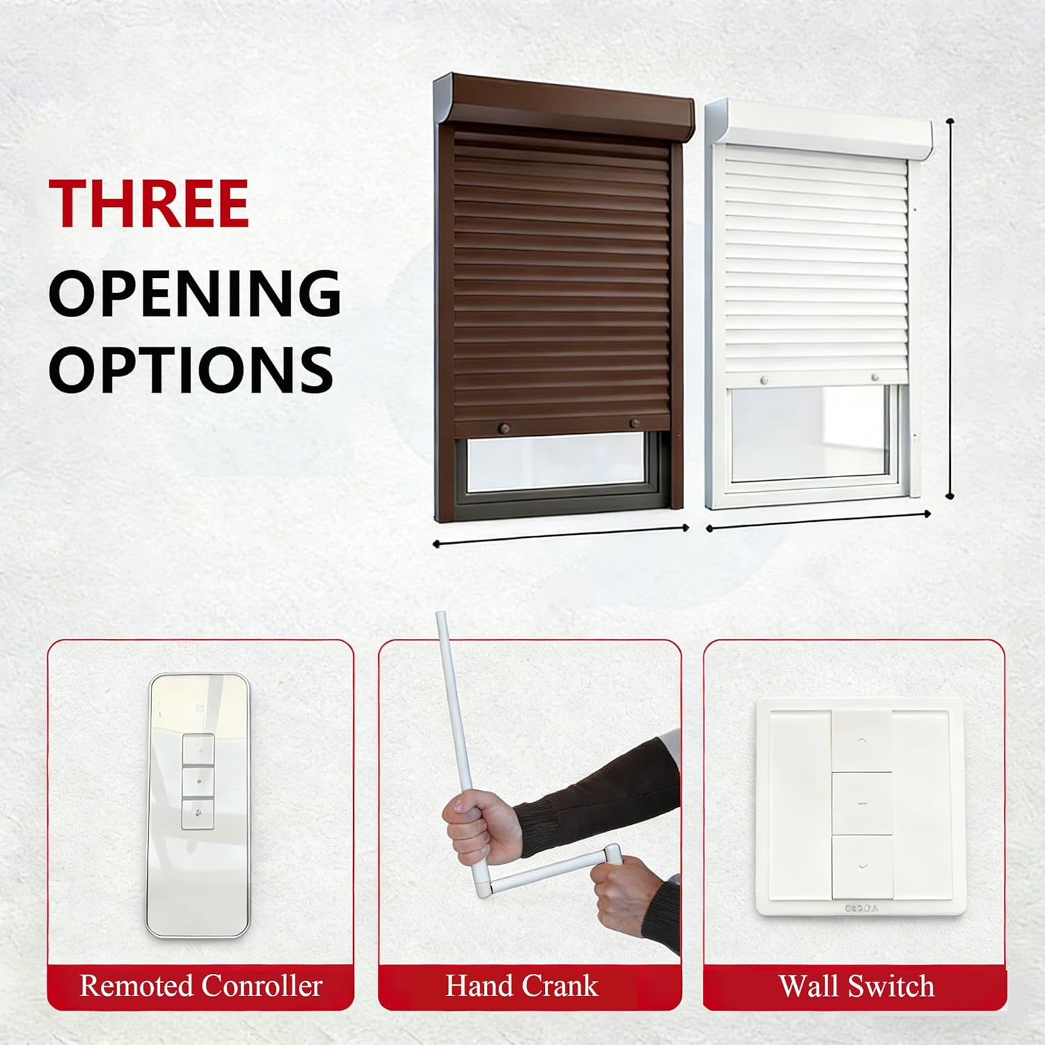 Storm Windows Shutters Retractable Screen for Garage Door Patio Exterior Motorized (Brown)