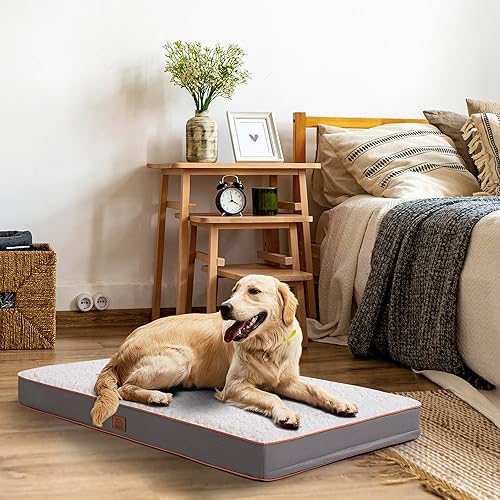 Miniatura 12 de Cama ortopédica para perros grandes - Gran cama impermeable para jaula de perro con funda extraíble y lavable, soporte de espuma tipo caja de