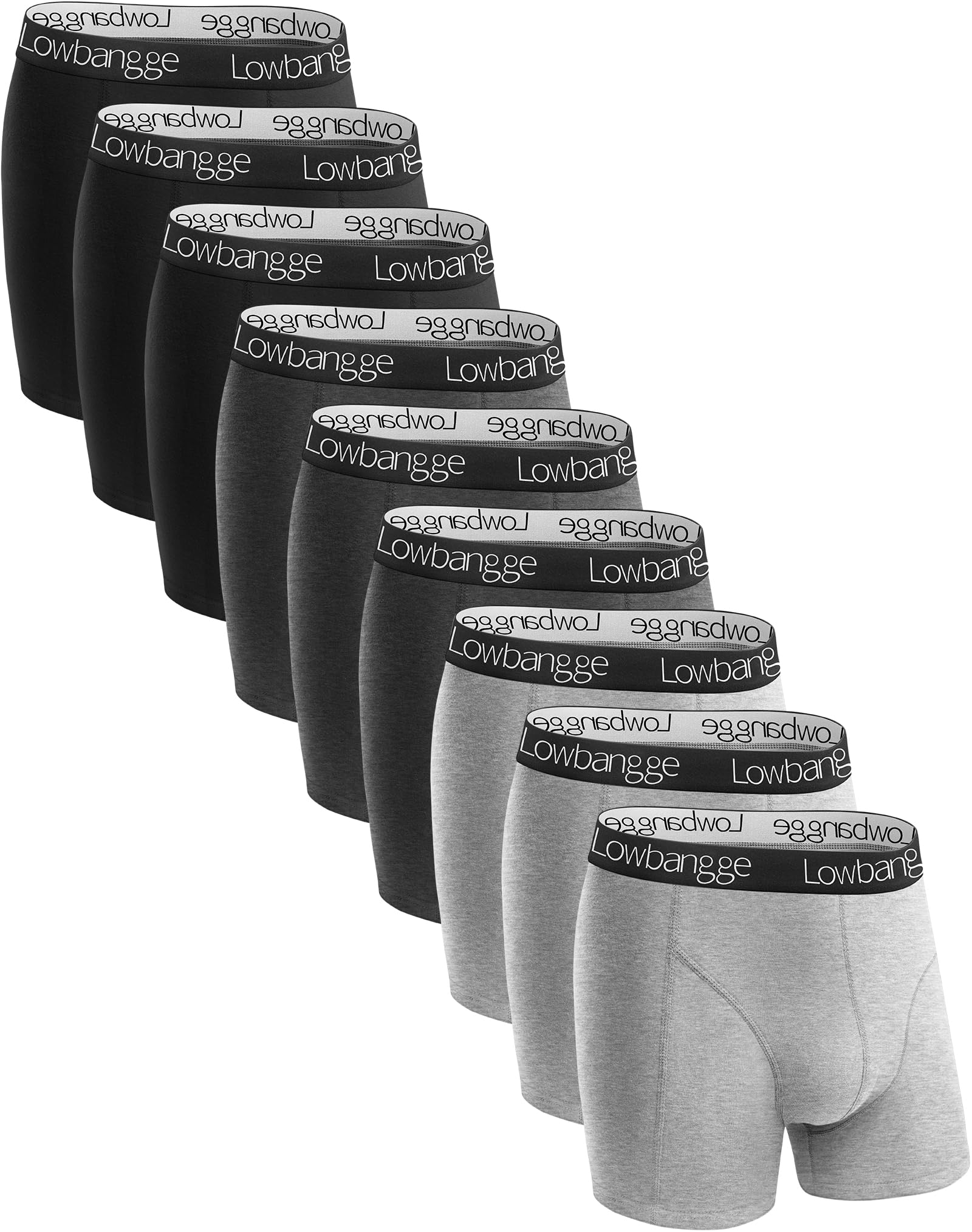 Lowbangge Boxershorts Herren 9er Pack, Unterhosen Männer Baumwolle, Mit 3D-Schnitt, Hoher Komfort&Atmungsaktiv, Ohne Aufrollen, Enge im Schritt vermeiden