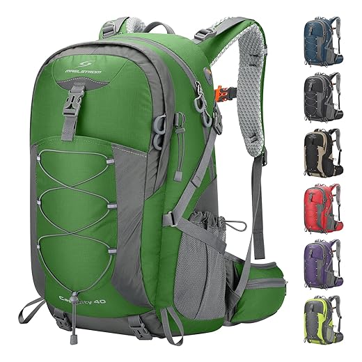 Maelstrom Hiking Backpack,Camping Backpack,40L Waterproof Hiking Daypack with Rain Cover,Lightweight Travel Backpack,Green
