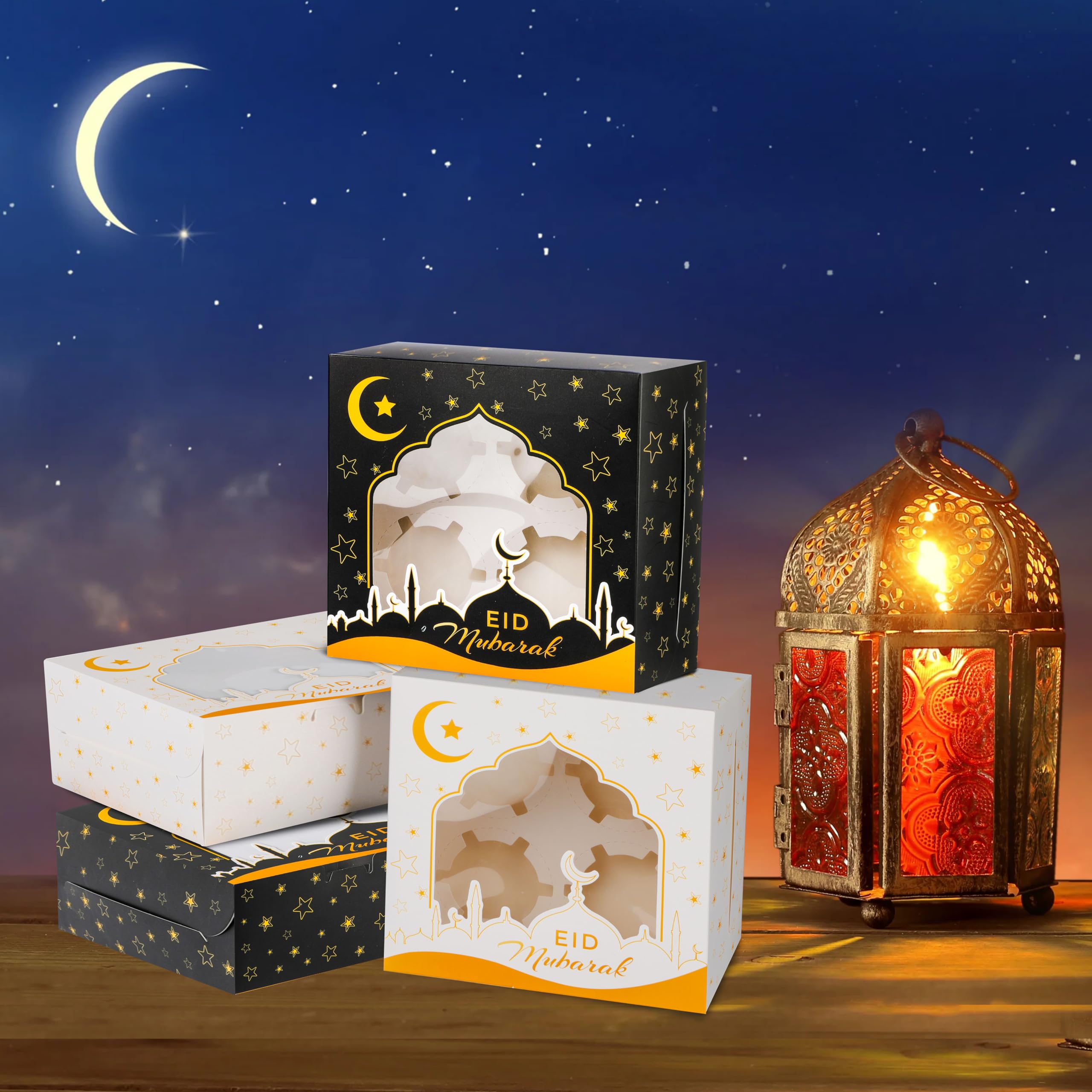 Faccito 30 Boîtes Cadeaux Eid Mubarak Élégantes – Coffrets Ajourés Noir, Doré, Argent Pour Bonbons, Chocolats & Biscuits – Idéal Ramadan & Aïd Al Adha