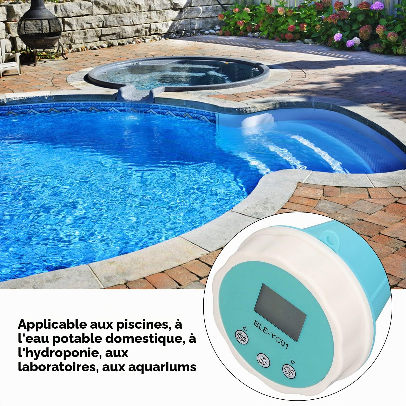 BLE-YC01 Moniteur de Piscine PH TDS EC ORP CL Température de Chlore Détecteur 6 en 1 Testeur de qualité de L'eau