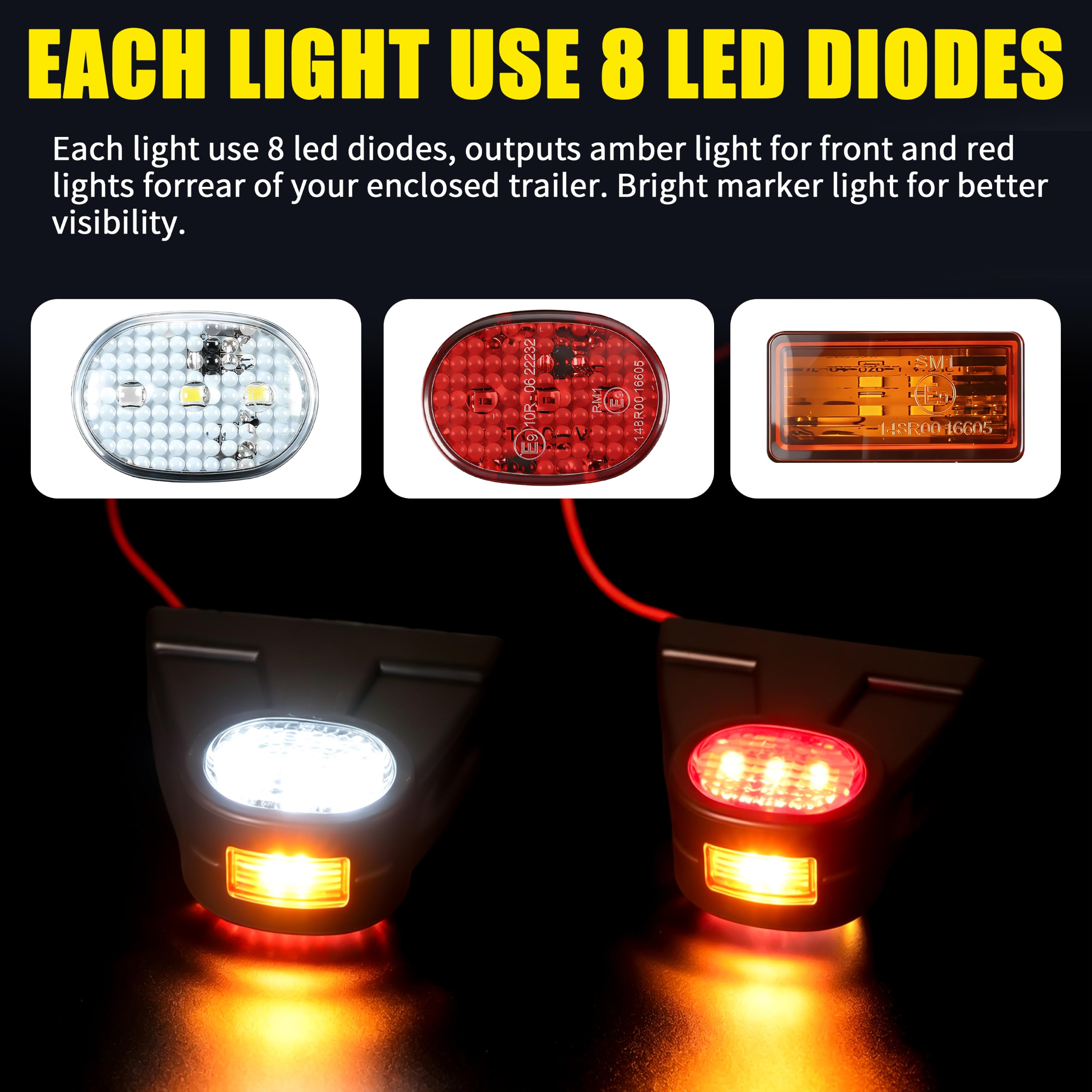 2 luces LED de gálibo 10-30 V, resistentes al agua IP67 con certificado E9, luces de posición laterales para remolques, camiones, caravanas