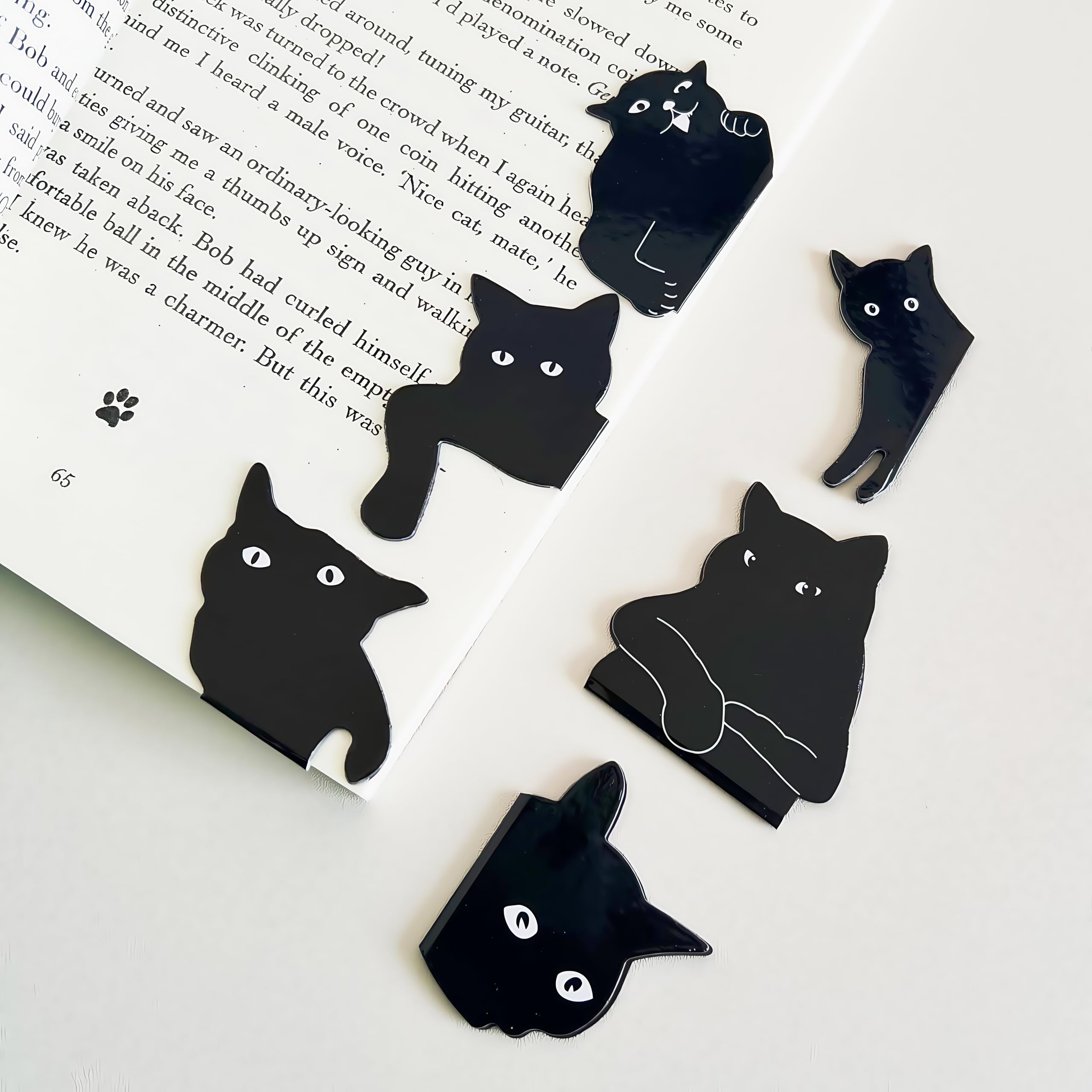 Cute Cat Magnetic Bookmarks - 6 Pieces Assorted Book Markers Clip Set for Women Teachers Students Book Lovers Reading, for School Office Home Supplies