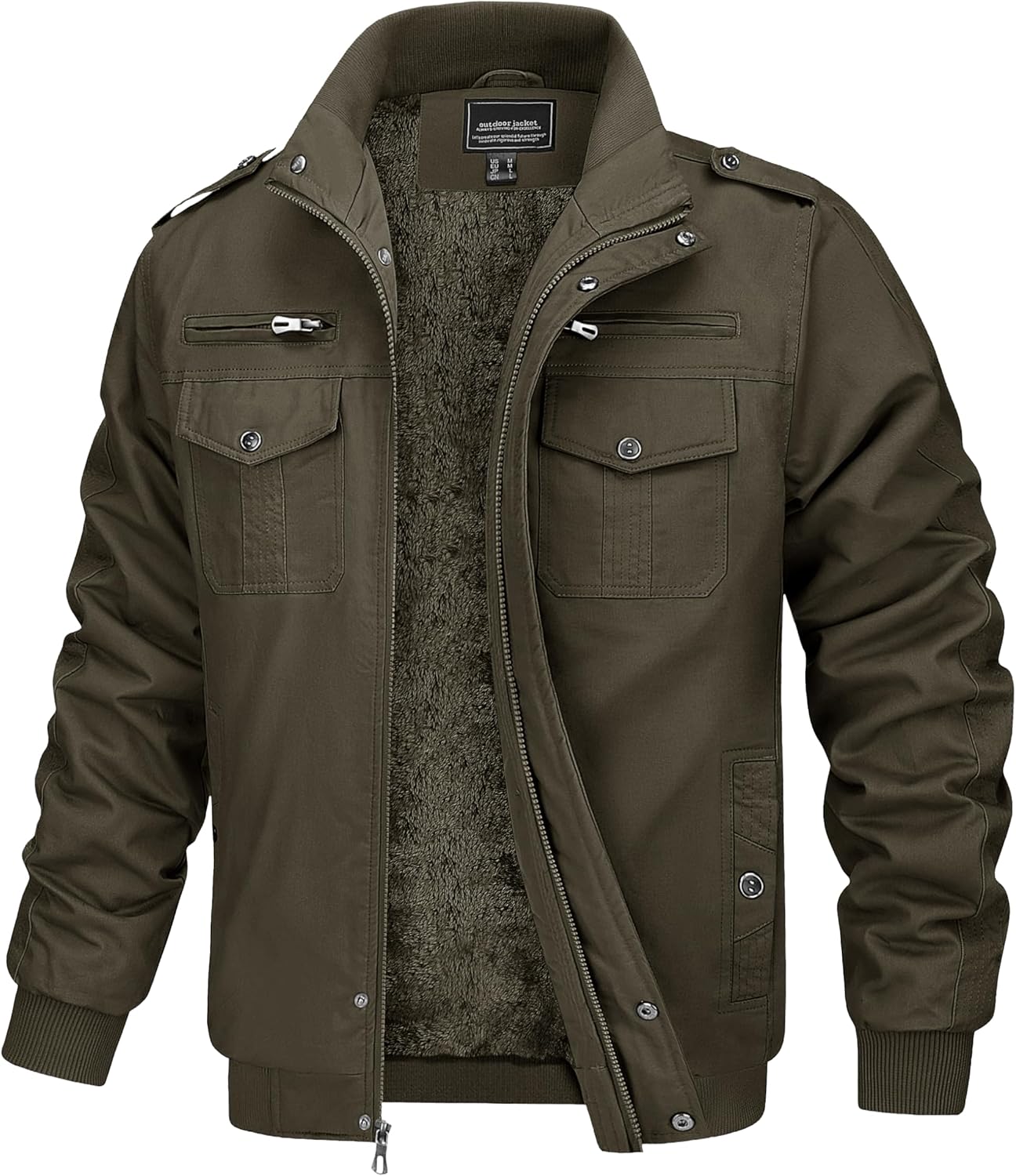 Pxmoda Heren winterjas bontjas teddy fleece jas gewatteerde jas