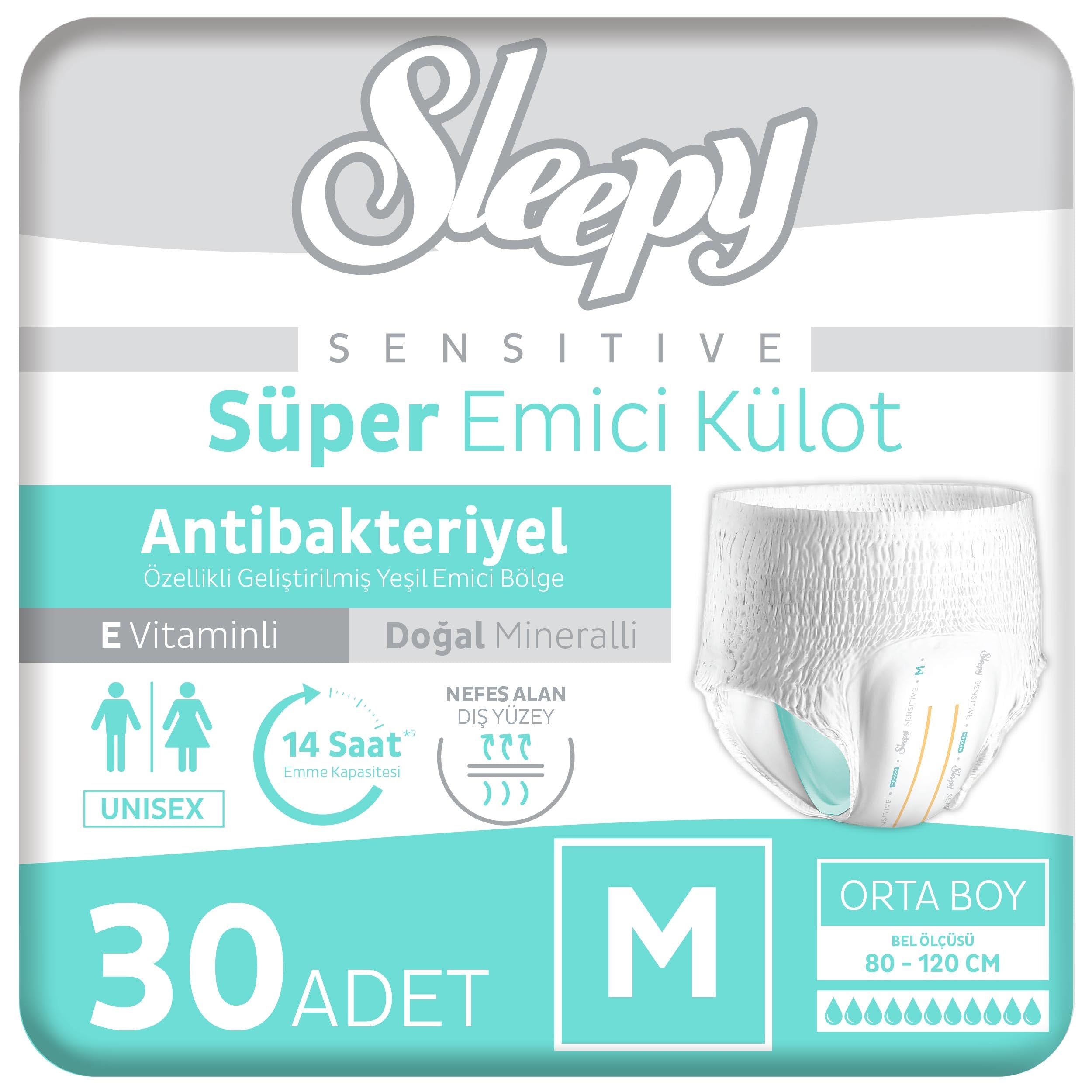 Sleepy Sensitive Antibakteriyel Emici Külot Medium 30 Adet
