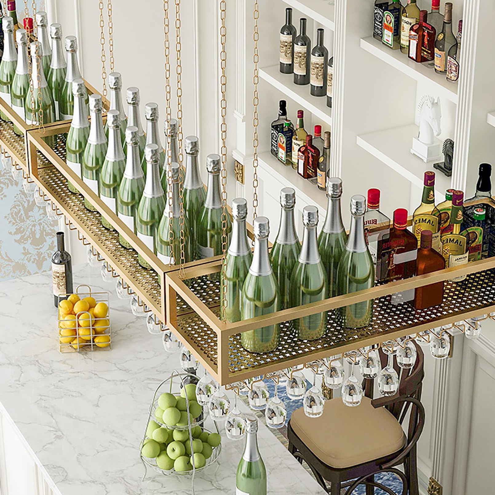 ワインラック 壁掛け式 - 天井吊り下げ式ワイングラスラック