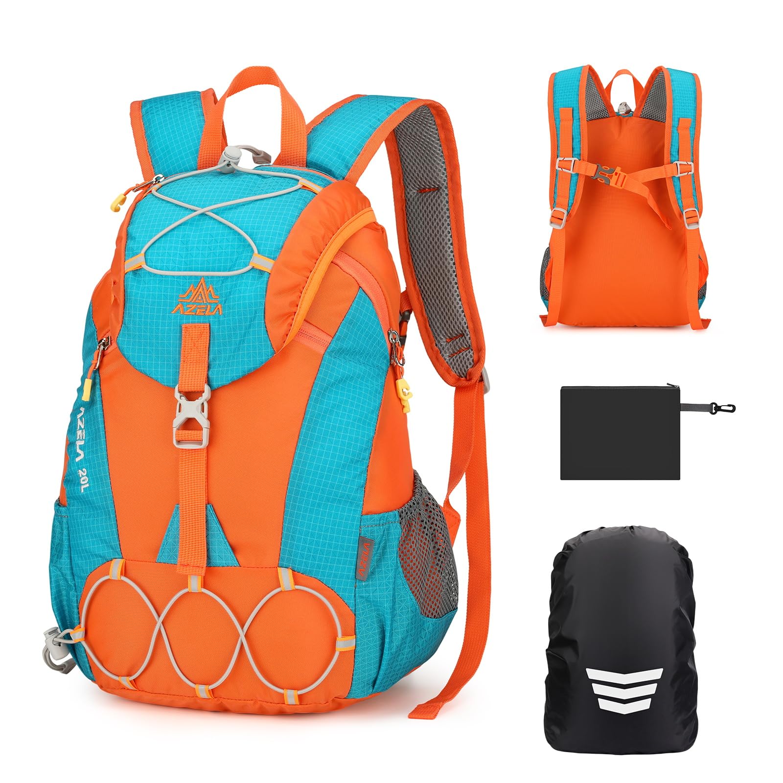 DecorDwell Trekking-rugzak, 20 liter, ultralicht, klein, waterdicht, voor reizen, wandelen, trekking, heren en dames, opvouwbaar, licht, voor trekking, fietsen, bergbeklimmen, reizen, Zwart, L