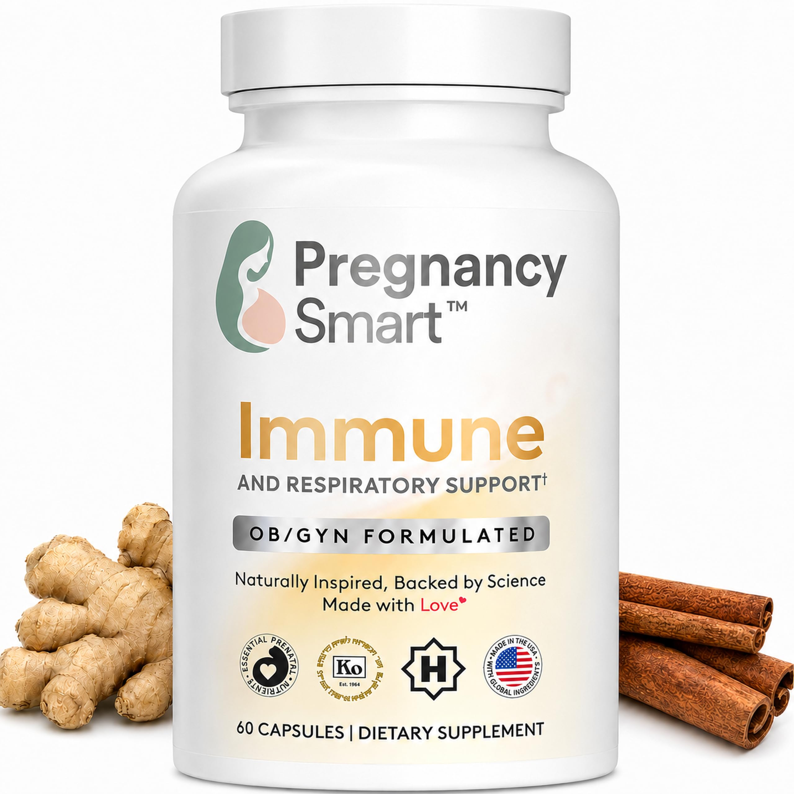 Immune and Respiratory Support – Vitamin C, Zinc, B6, D3 & Magnesium | OB/GYN Formulated, Immune Support, for the Whole Family, Mild Morning Sickness 60 Ct