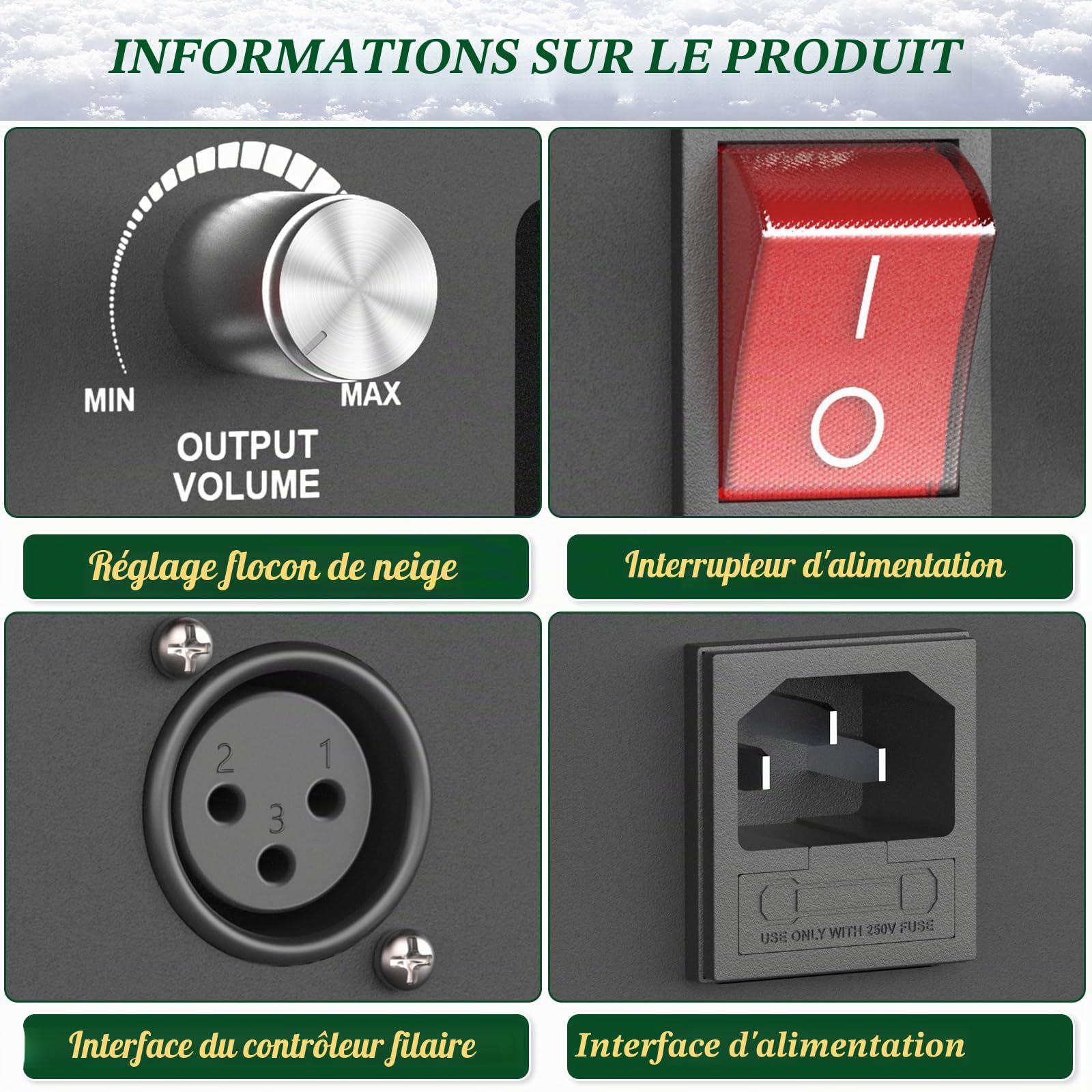 Machine à Neige 1200W avec Télécommande et Commande Filaire, Jet de Neige de 3M Taille des Flocons Réglable pour Noël Mariages Fêtes Scènes