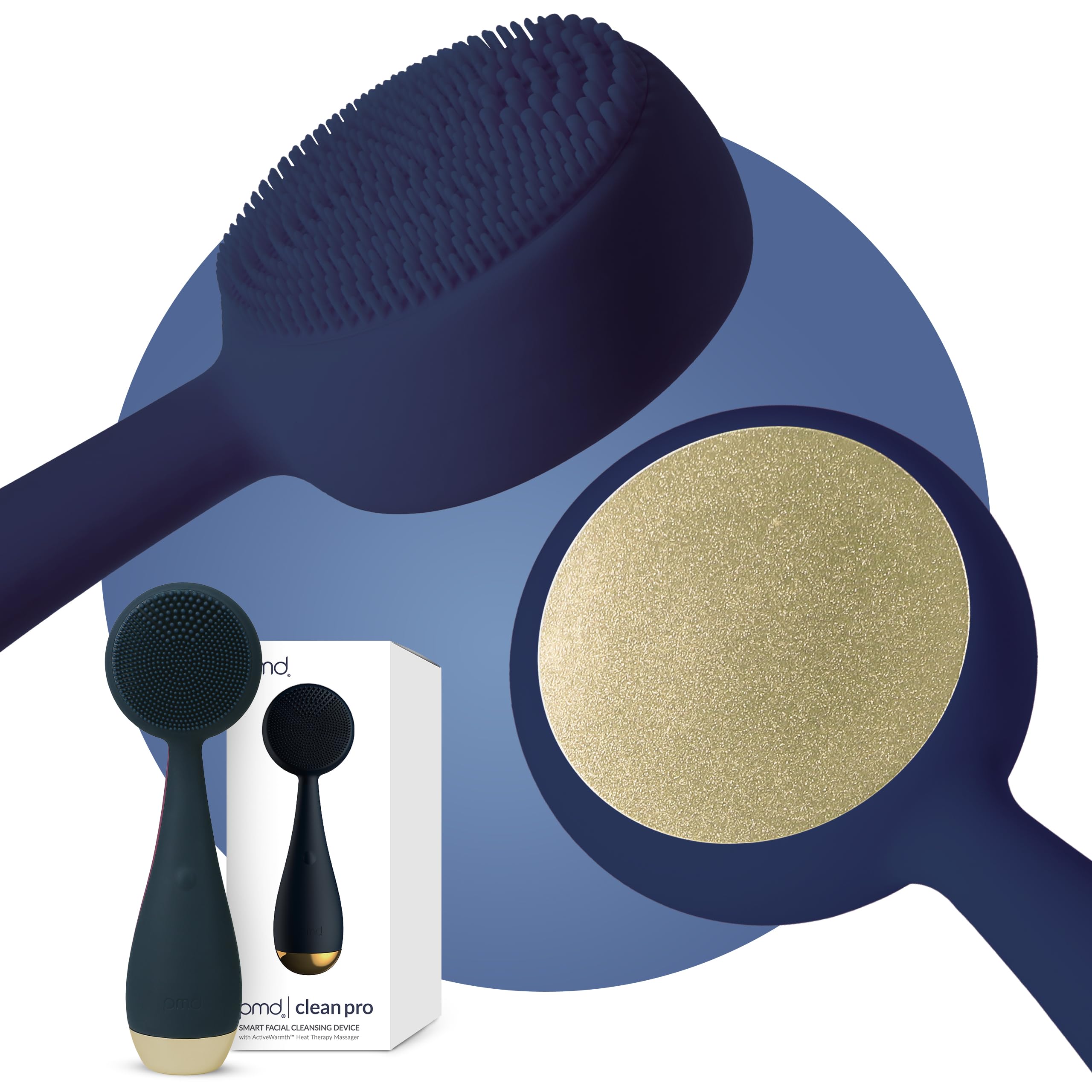 PMD Clean Pro - Smart Facial Cleansing Device with Silicone Brush & ActiveWarmth Anti-Aging Massager - Waterproof - SonicGlow Vibration Technology - Clear Pores & Blackheads - Lift, Firm, & Tone Skin