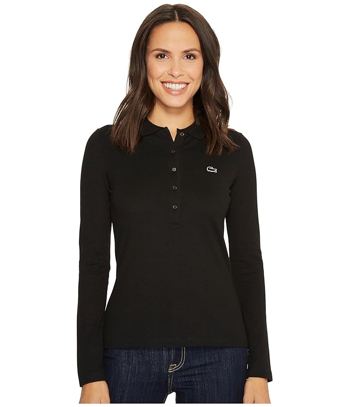 Lacoste  Long Sleeve Pique Polo (Black) Womens Clothing