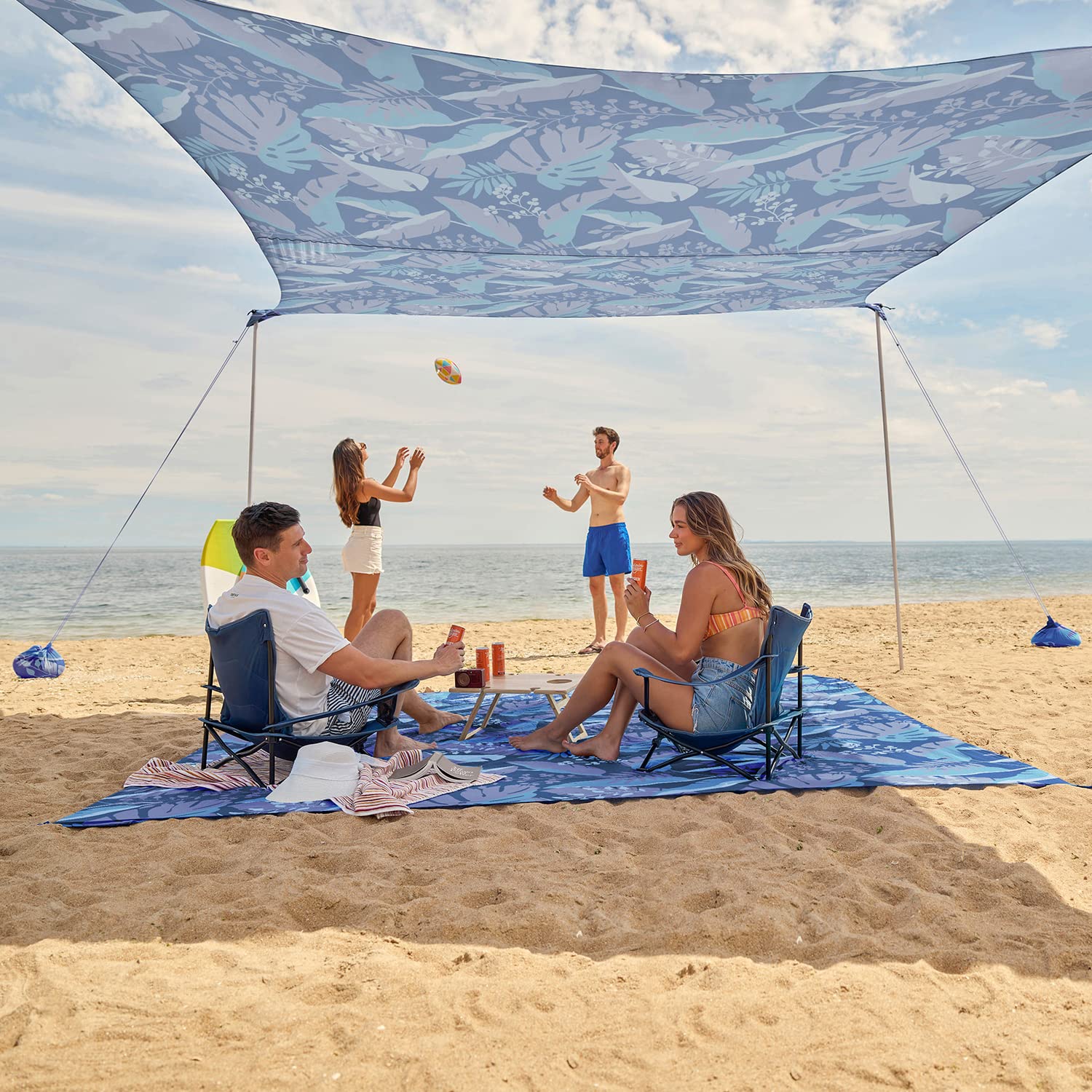 WEKAPOBeach Tent Sun Shelter 9 x 10 FT with Beach Blanket 9 x 8 FT