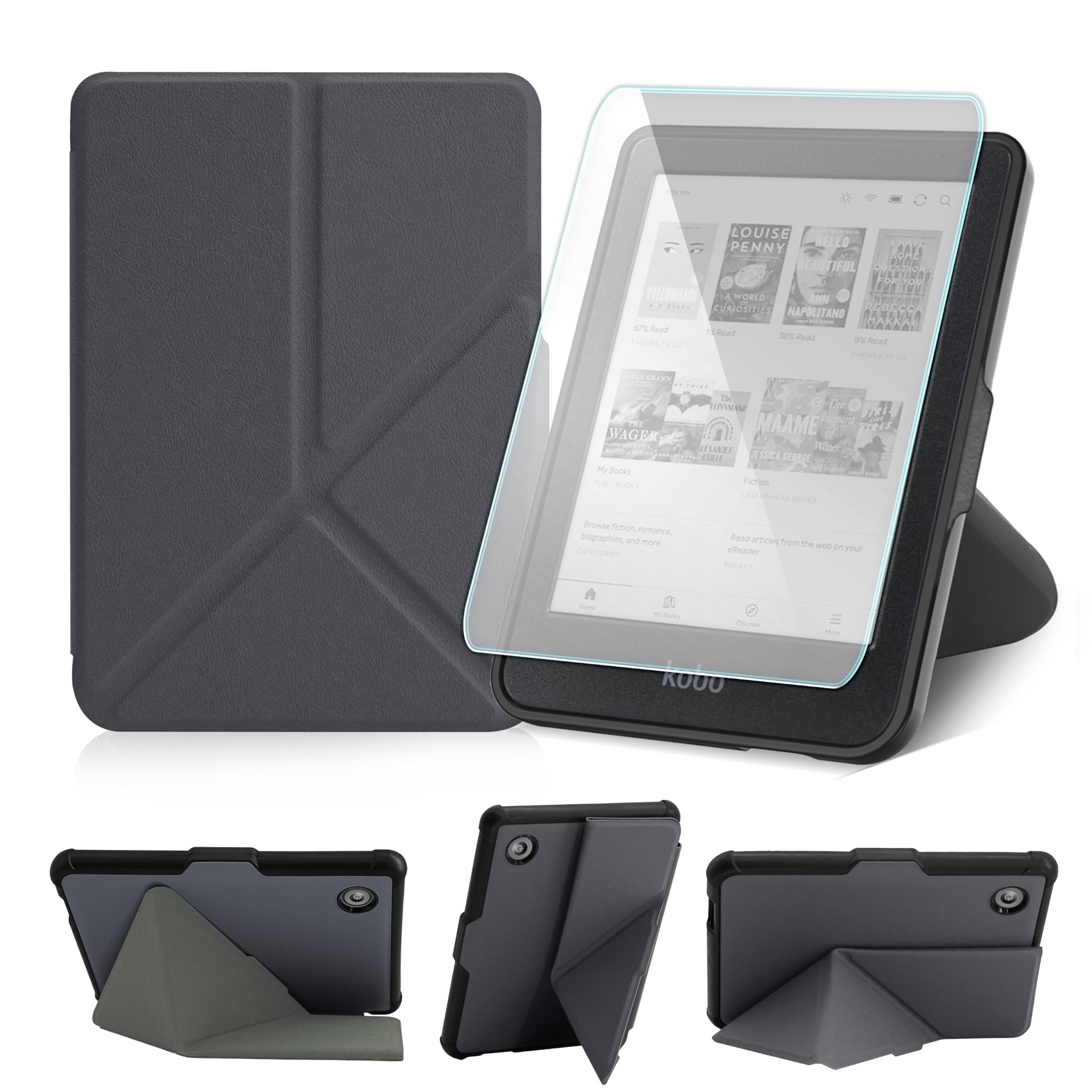 Case for 6" Kobo Clara Colour/BW/2E Ereader, Includes a Screen Protector - 6 Inch Premium PU Leather Cover with Auto Sleep/Wake (Starry Night, 6 icnh) — view 11