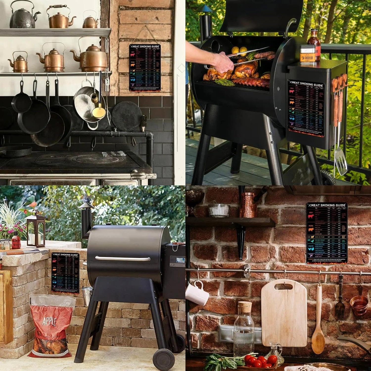 Meat Thermometer Chart Guide Black Charcoal Smoker Pellet Grills Accessories - BBQ Gifts for Men, Dad, Husband, Boss, Grilling, RV & Camping Tailgate Lovers Man Cave