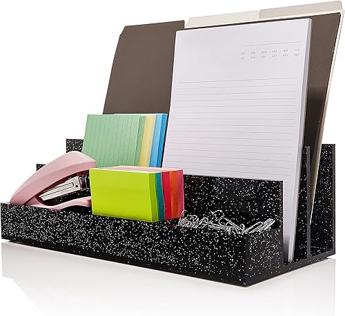 Miniatura 9 de Organizador de escritorio de acrílico para suministros de oficina y accesorios de escritorio, 12.5 x 5.5 x 4 pulgadas y 0.197 in de acrílico para