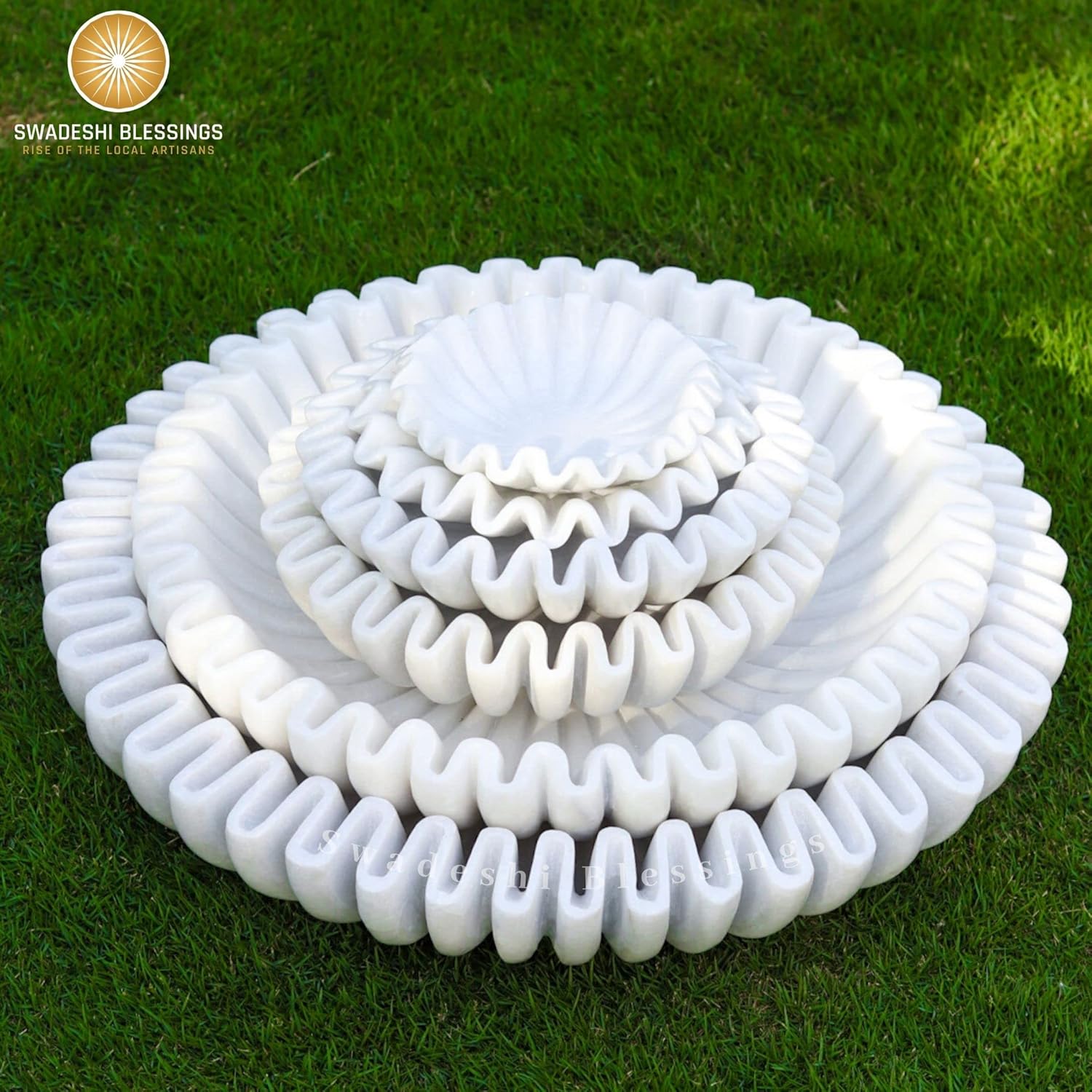HandCrafted Marble Ruffle Bowl/Antique Scallop Bowl/Fruit Bowl/Vintage Ring Dish/Decorative Flower Dish/HouseWarming Gift/Wedding Gifts/Urli