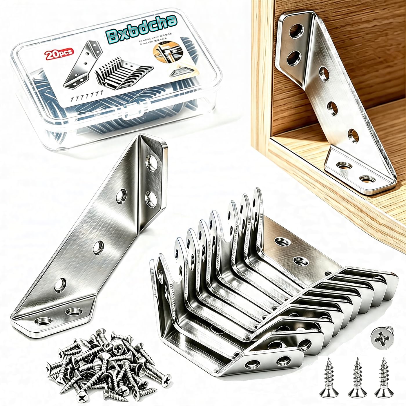 Bxbdcha 20-Pack Triangle L Bracket